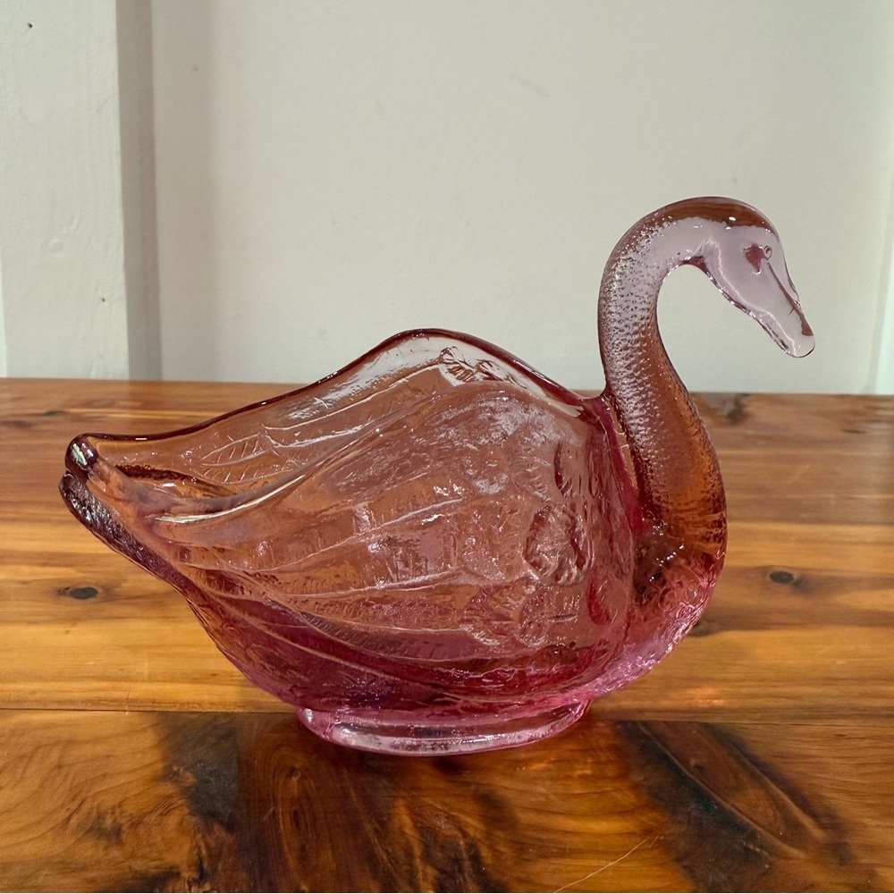 Fenton Art Glass Empress Rose Swan Trinket Dish - Picture 3 of 6